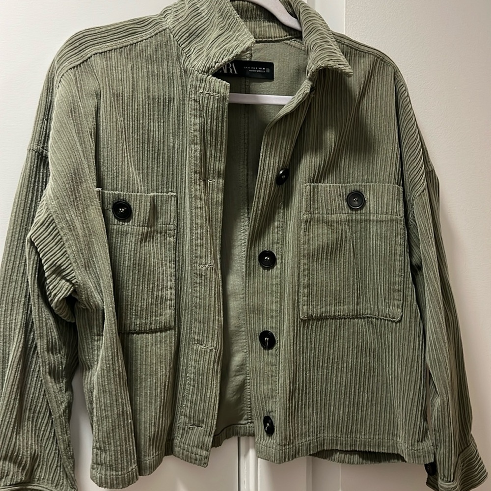 Zara women’s small green corduroy jacket